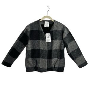 Zara Girls'‎ Checker Jacket with Faux Fur Lining, SIZE 11-12